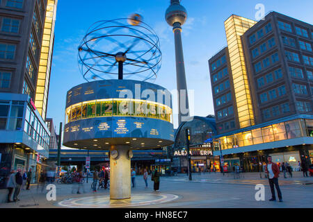 World clock in Alexanderplatz , Berlin Stock Photo