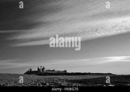 Summer skies, Dunstanburgh Castle, North Northumbrian Coast, Northumbria County, England, UK