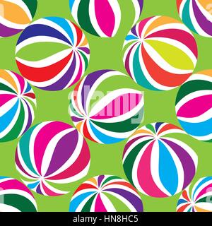 Abstract geometric striped balls seamless pattern. Circular texture for wallpaper, surface or cover. Fun funky background. Festive wallpaper Stock Vector