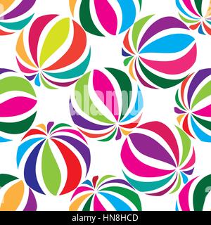 Abstract geometric striped balls seamless pattern. Circular texture for wallpaper, surface or cover. Fun funky background. Festive wallpaper Stock Vector