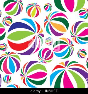 Abstract geometric striped balls seamless pattern. Circular texture for wallpaper, surface or cover. Fun funky background. Festive wallpaper Stock Vector
