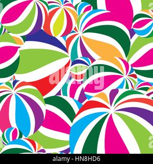 Abstract geometric striped balls seamless pattern. Circular texture for wallpaper, surface or cover. Fun funky background. Festive wallpaper Stock Vector