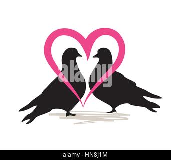 Doves in love. Wedding icon. Marriage Love Letter. Stock Vector