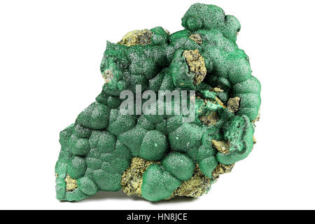 botryoidal malachite from Kolwezi/ Democratic Republic of the Congo isolated on white background Stock Photo