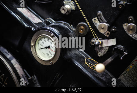 Closeup view of parts of an old printing offset machine. Stock Photo