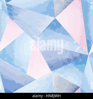 Abstract seamless pattern. Geometric triangle mosaic watercolor 3D background. Stock Vector