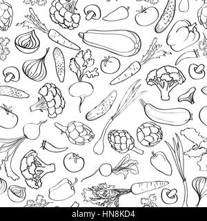 Food ingredient seamless background. Vegetable pattern. Stock Vector