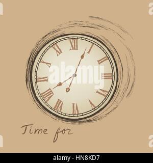 Clock concept in retro style. Time for happy hour. Stock Vector