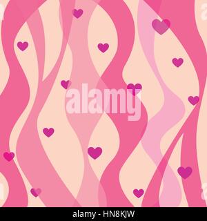 Valentine's day background. Two hearts in waves of love. Stock Vector