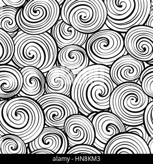 Wave seamless pattern. Abstract geometric tiled background. Black and white texture. Stock Vector
