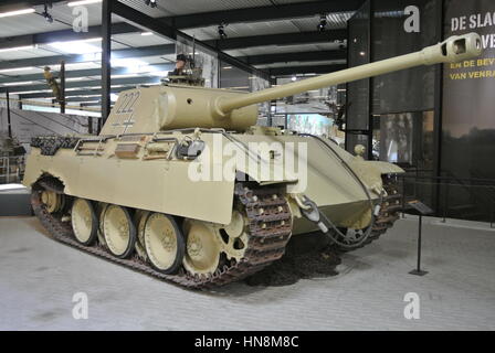 Panther Ausf. G 222 Tank on static display in Dutch National War and Resistance Museum, Overloon, Holland. Stock Photo