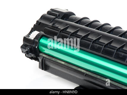 used black cartridge for laser printer isolated on white background Stock Photo