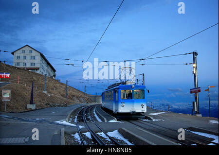 The train station on top of mount Rigi, Switzerland Stock Photo