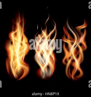 Realistic Burning Fire Flames Set. Vector Illustration Stock Vector ...