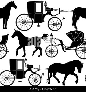 Carrige seamless background. Vintage silhouette pattern. Stock Vector