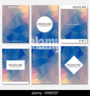 Business brochure design template. Vector flyer layout, abstract colorful polygonal background, modern stylish design triangle for magazine, leaflet, cover, poster. Stock Vector