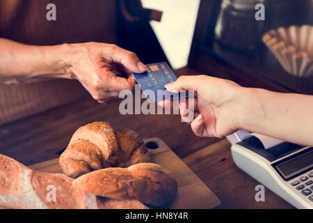 Small bakery business buying customer Stock Photo