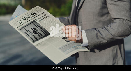 Businessmen Read Hands Hold Newspaper Stock Photo