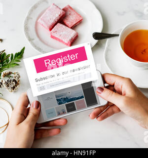 Join Us Register Newsletter Concept Stock Photo
