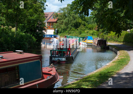 Moorings on Kennet and Avon Canal at Bathampton, Somersert, England, UK Stock Photo
