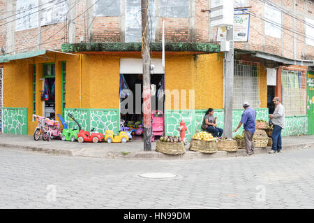 Jinotega, Nicaragua - June 11, 2015: Local woman sells fresh produce in the historic center of a small town of Jinotega, Nicaragua on June 11, 2015 Stock Photo