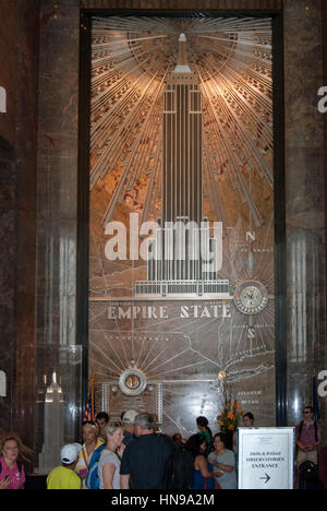 The Art Deco Mural in the Lobby of the Empire State Building New York Stock Photo