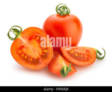 sliced cherry tomatoes isolated Stock Photo