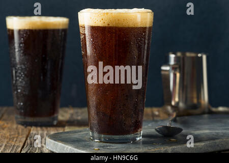 Frothy Nitro Cold Brew Coffee Ready to Drink Stock Photo