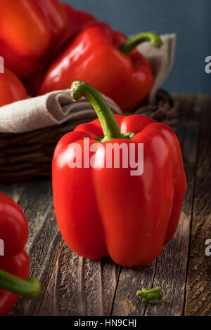 Raw Organic Red Bell Peppers Ready to Eat Stock Photo