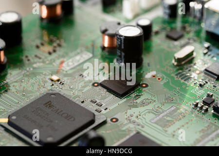 Close-up of electronic circit board Stock Photo