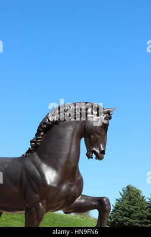 The 24 foot American Horse was created by famed animal sculptor, Nina Akamu. The work was inspired, in part, by a work created by Leonardo da Vinci. Stock Photo