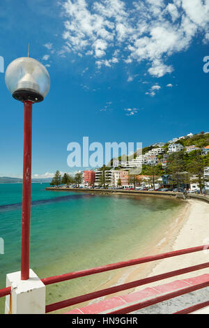 Beach at Oriental Bay, Wellington, North Island, New Zealand Stock Photo