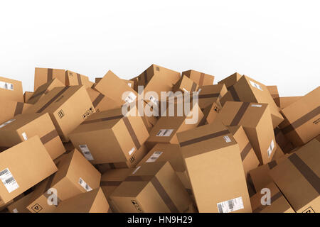 Stack of closed cardboard boxes. 3D Rendering Stock Photo