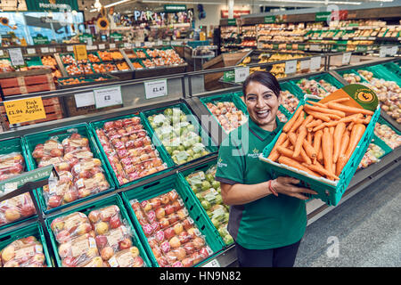 Staff at Morrisons supermarket, Colindale, North London Stock Photo