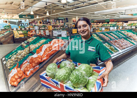 Staff at Morrisons supermarket, Colindale, North London Stock Photo