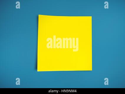 Digital composite of yellow Sticky Note against blue background Stock Photo