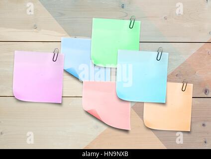 Digital composite of Sticky Notes against a wood background Stock Photo