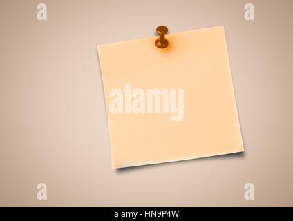 Digital composite of Orange Sticky Note against cream background Stock Photo