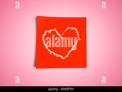 Digital composite of red Sticky Note Heart Stock Photo