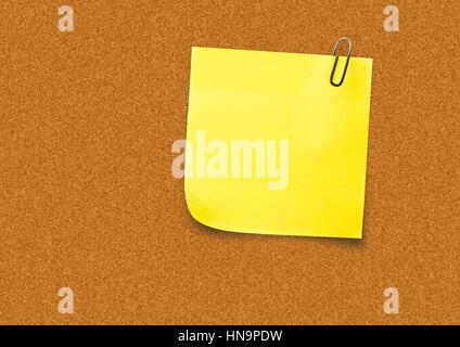 Digital composite of Yellow Sticky Note against a board Stock Photo