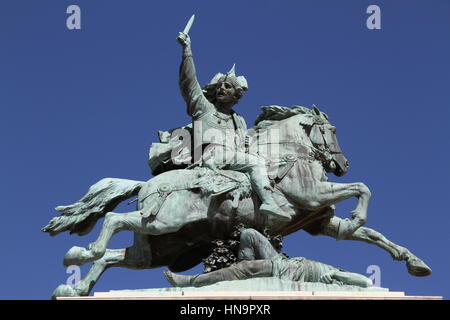 Statue of Vercingetorix in the Place de Jaude, Clermont-Ferrand, Auvergne, France. Sculptor Frédéric Auguste Bartholdi Stock Photo