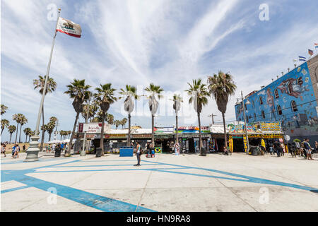 Editorial view of funky Windward Plaza at Venice Beach in Los Angeles, California. Stock Photo