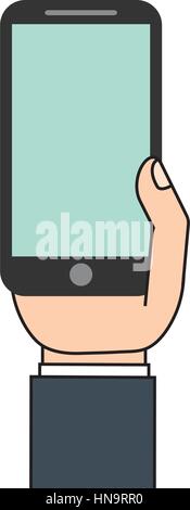 mobile phone in hand green screen icon Stock Vector