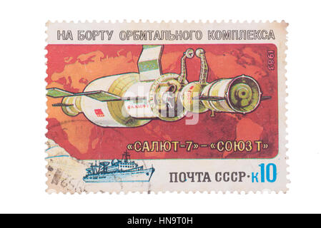 USSR - CIRCA 1983: A stamp printed in the  shows aboard the Stock Photo