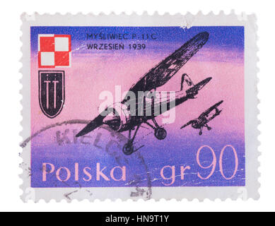 POLAND - CIRCA 1971: A stamp printed in  shows the Airplan Stock Photo