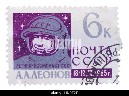 RUSSIA - CIRCA 1965: stamp printed by , shows Col. Alexei  Stock Photo