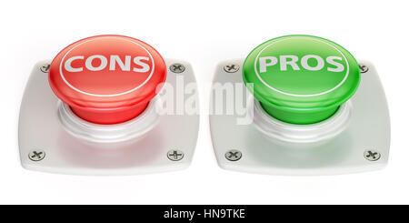 cons and pros push button, 3D rendering isolated on white background Stock Photo