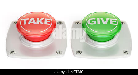 give and take push button, 3D rendering isolated on white background Stock Photo