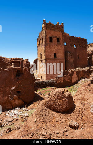 Exterior of the mud brick Berber Kasbah Telouet, Atlas Mountains Morocco Stock Photo