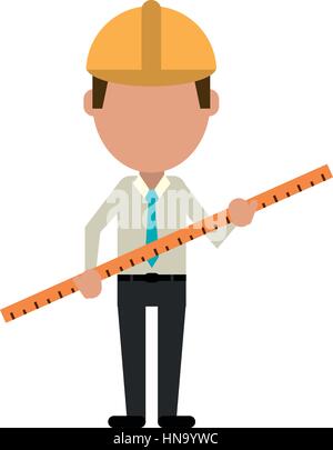 architec man construction ruler large vector illustration eps 10 Stock Vector